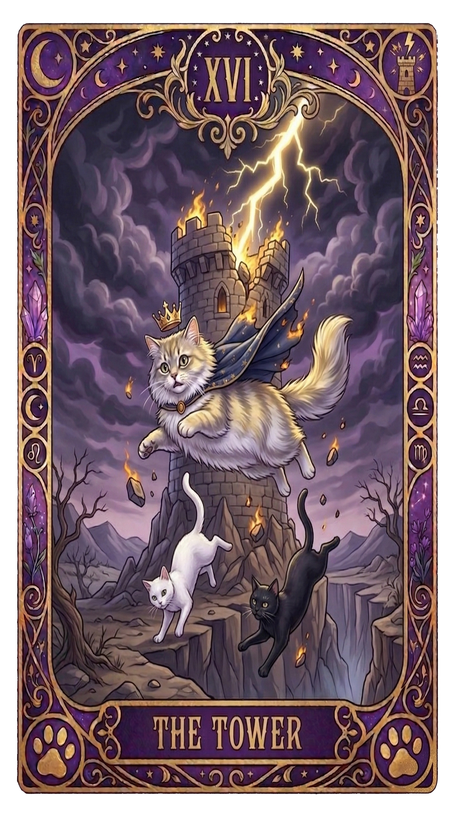 The Tower - 猫版タロットカード