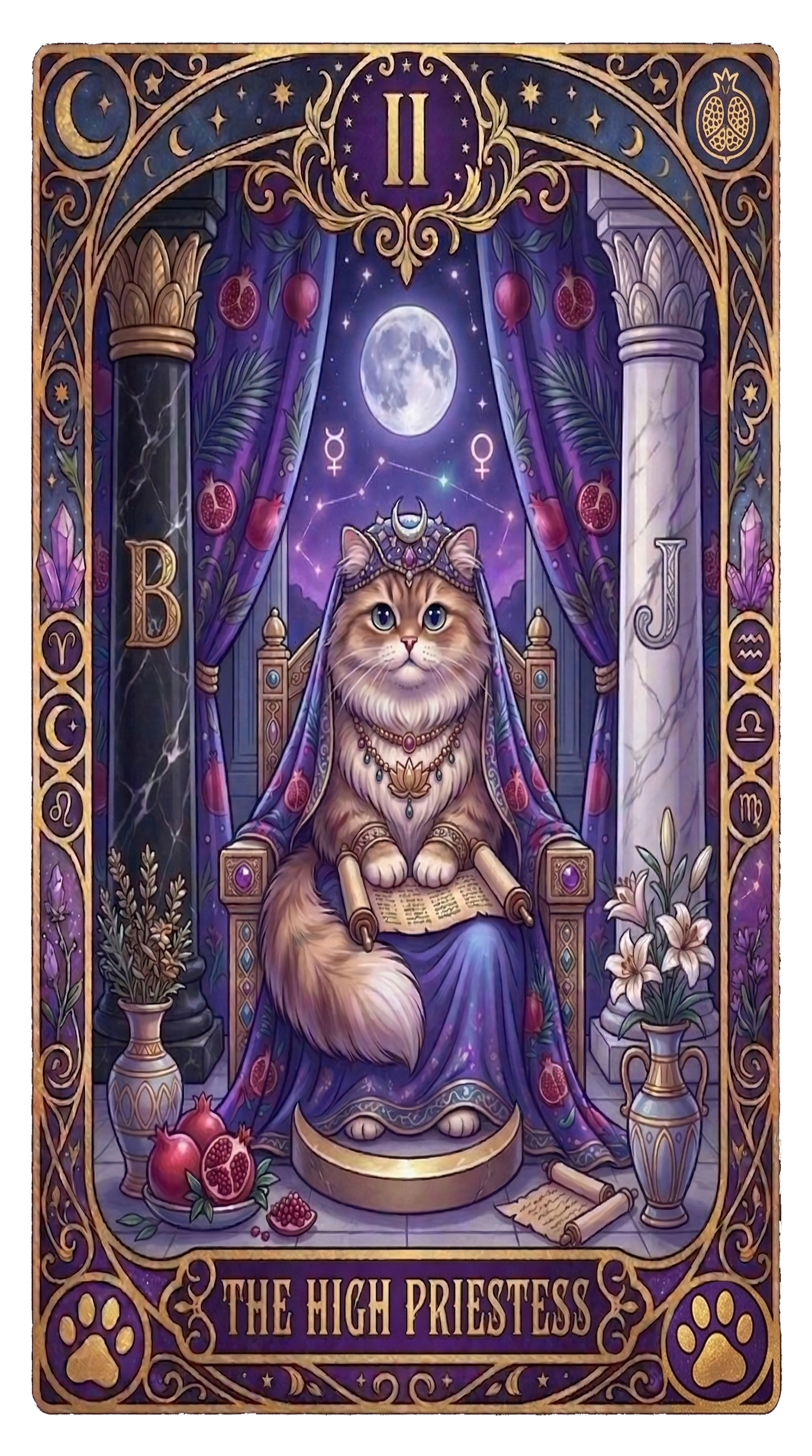 The High Priestess - 猫版タロットカード